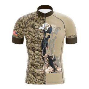 Honor The Fallen US Army Custom Name Camouflage Cycling Jersey
