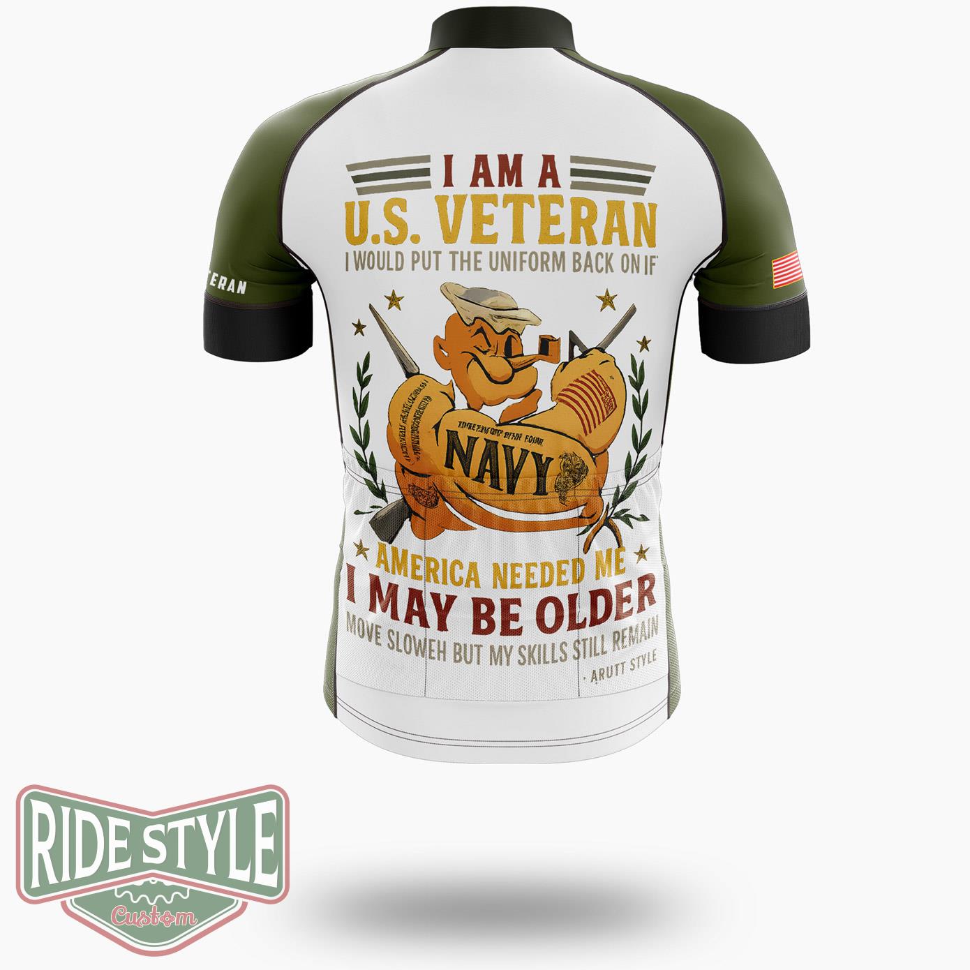 I Am A U.S Veteran Cycling Jersey - Short Sleeve Cycling Jersey-White