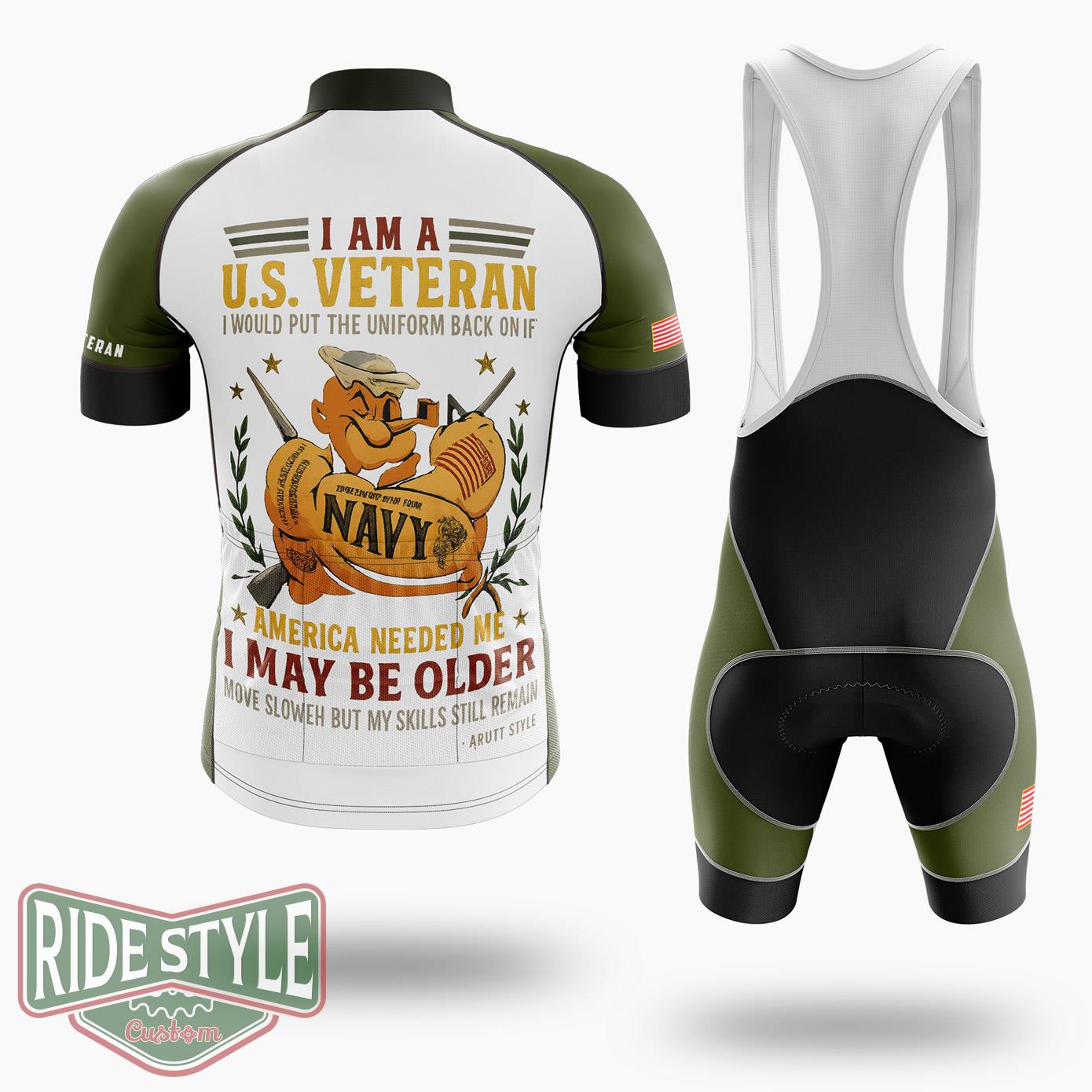 I Am A U.S Veteran Cycling Jersey - Short Sleeve Cycling Jersey Kit-White
