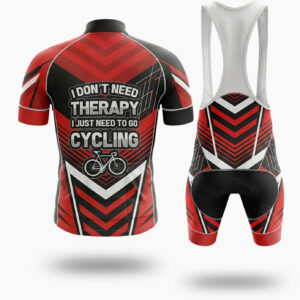 I Don't Need Therapy I Just Need To Go Cycling Men's Cycling Jersey Full Kit - Short Sleeve Cycling Jersey Kit-White