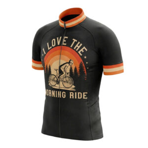I Love The Morning Ride, Retro Bike Cycling Jersey - Short Sleeve Cycling Jersey-White