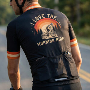 I Love The Morning Ride, Retro Bike Cycling Jersey - Short Sleeve Cycling Jersey-White