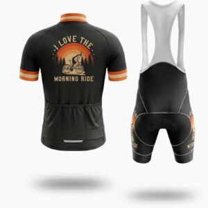 I Love The Morning Ride, Retro Bike Cycling Jersey - Short Sleeve Cycling Jersey Kit-White