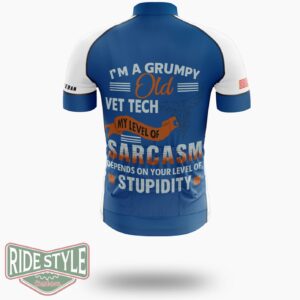 I'm A Grumpy Old Vet Tech Cycling Jersey - Short Sleeve Cycling Jersey-White