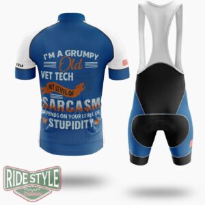 I'm A Grumpy Old Vet Tech Cycling Jersey - Short Sleeve Cycling Jersey Kit-White