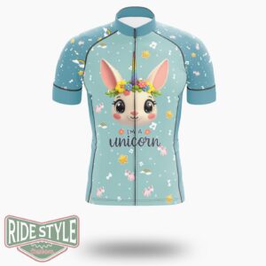 I'm A Unicorn' Fantasy Cute Rabbit Cycling Jersey Kit, Bicycle Clothing - Short Sleeve Cycling Jersey-White