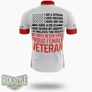 I'm A Veteran, Proud Female Veteran Shirt DD-214 Veteran Woman Cycling Jersey - Short Sleeve Cycling Jersey-White
