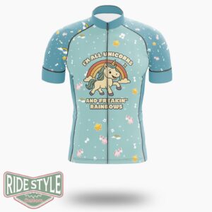 I'm All Unicorns And Freaking Rainbows Cycling Jersey Kit, Bicycle Clothing - Short Sleeve Cycling Jersey-White