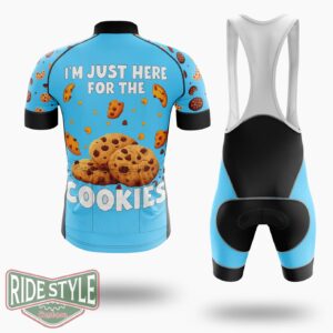 I'm Just Here For The Cookies Funny Chocolate Chip Cookie Cycling Jersey Kit, Bicycle Clothing - Short Sleeve Cycling Jersey Kit-White