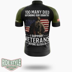 I Support Veterans Before Illegals Veterans Day Shirt, Gift For Veteran Cycling Jersey - Short Sleeve Cycling Jersey-White