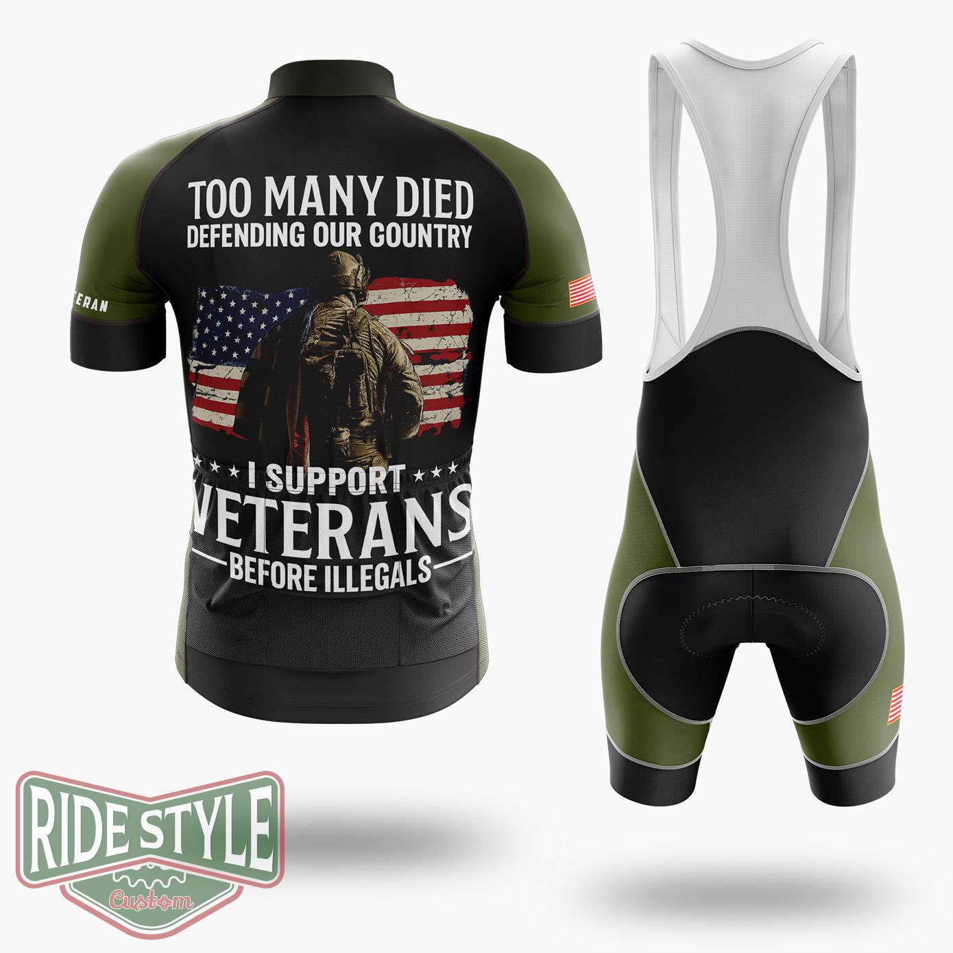 I Support Veterans Before Illegals Veterans Day Shirt, Gift For Veteran Cycling Jersey - Short Sleeve Cycling Jersey Kit-White