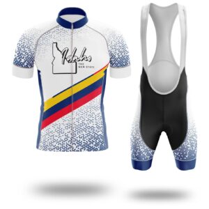 Idaho Cycling Jersey Short Sleeve and Bib, Idaho Map Cycling Jersey - Short Sleeve Cycling Jersey Kit-White