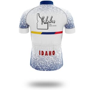Idaho Cycling Jersey Short Sleeve and Bib, Idaho Map Cycling Jersey - Short Sleeve Cycling Jersey-White
