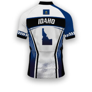 Idaho States Cycling Jersey, Maps Haftone Vintage Pattern Men Women Jersey Full Kit - Short Sleeve Cycling Jersey-White