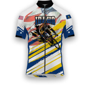 Idaho States Cycling Jersey, USA Flag Men Women Jersey Full Kit - Short Sleeve Cycling Jersey-White