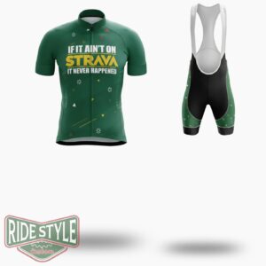 If It Ain't On Strava It Never Happened Cycling Jersey Kit - Short Sleeve Cycling Jersey Kit-White