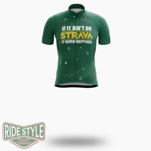If It Ain't On Strava It Never Happened Cycling Jersey Kit - Short Sleeve Cycling Jersey-White