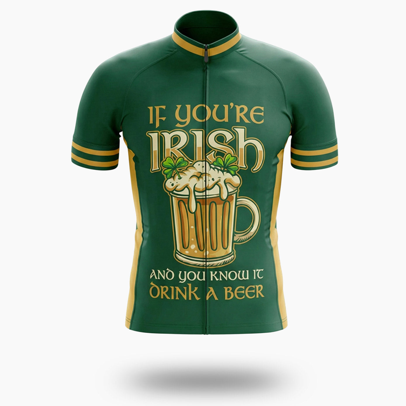 If You're Irish And You Know It, Drink A Beer, Irish Cycling Jersey Kit - Short Sleeve Cycling Jersey-White