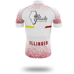 Illinois Cycling Jersey Short Sleeve and Bib Short, Illinois Map Cycling Jersey - Short Sleeve Cycling Jersey-White