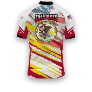 Illinois States Cycling Jersey, USA Flag Men Women Jersey Full Kit - Short Sleeve Cycling Jersey-White