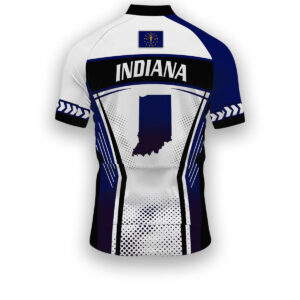 Indiana States Cycling Jersey, Maps Haftone Vintage Pattern Men Women Jersey Full Kit - Short Sleeve Cycling Jersey-White