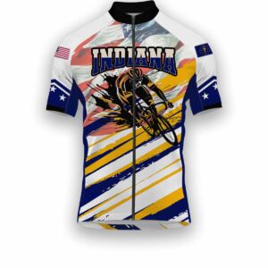 Indiana States Cycling Jersey, USA Flag Men Women Jersey Full Kit - Short Sleeve Cycling Jersey-White