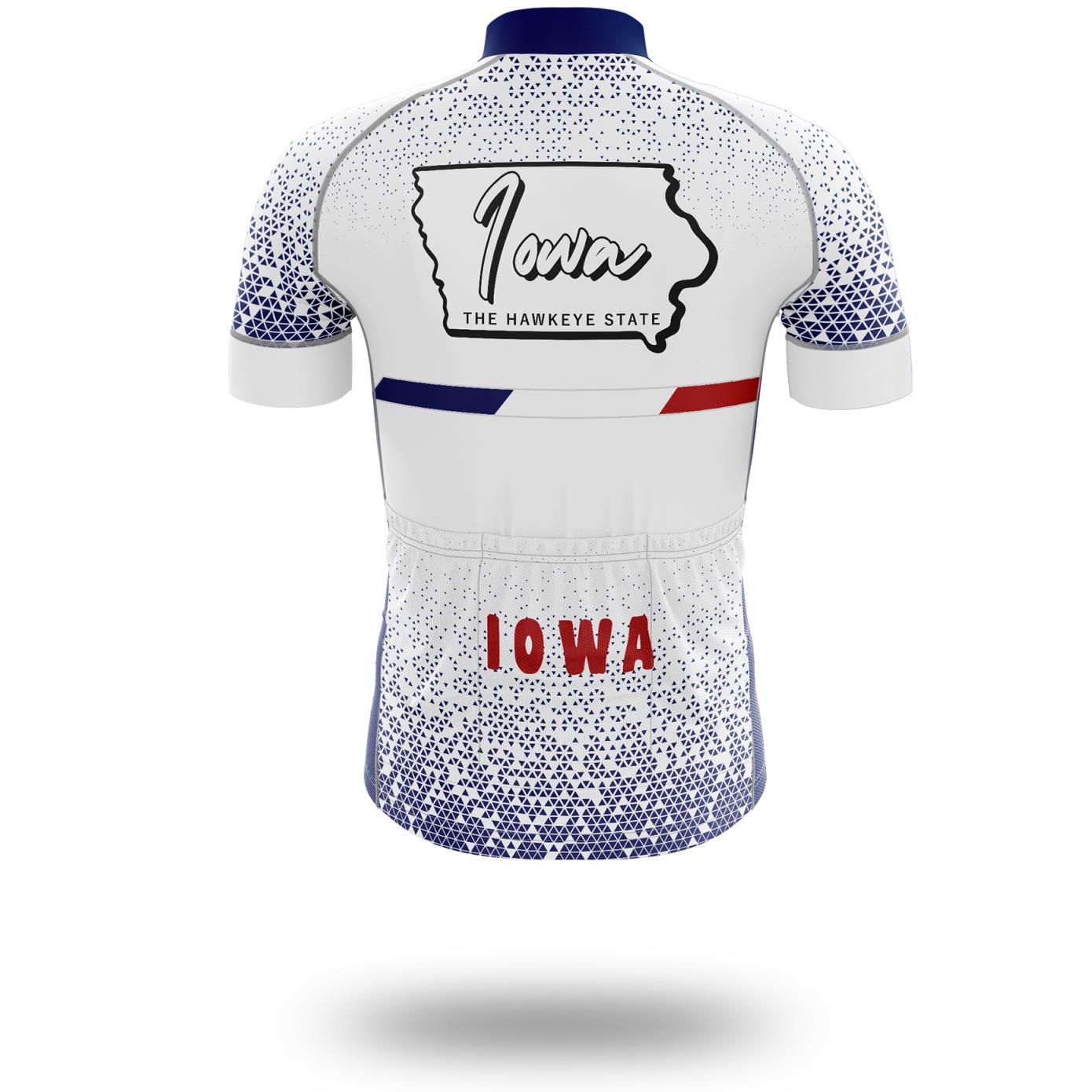 Iowa Cycling Jersey, State Flag Cycling Jersey - Short Sleeve Cycling Jersey-White
