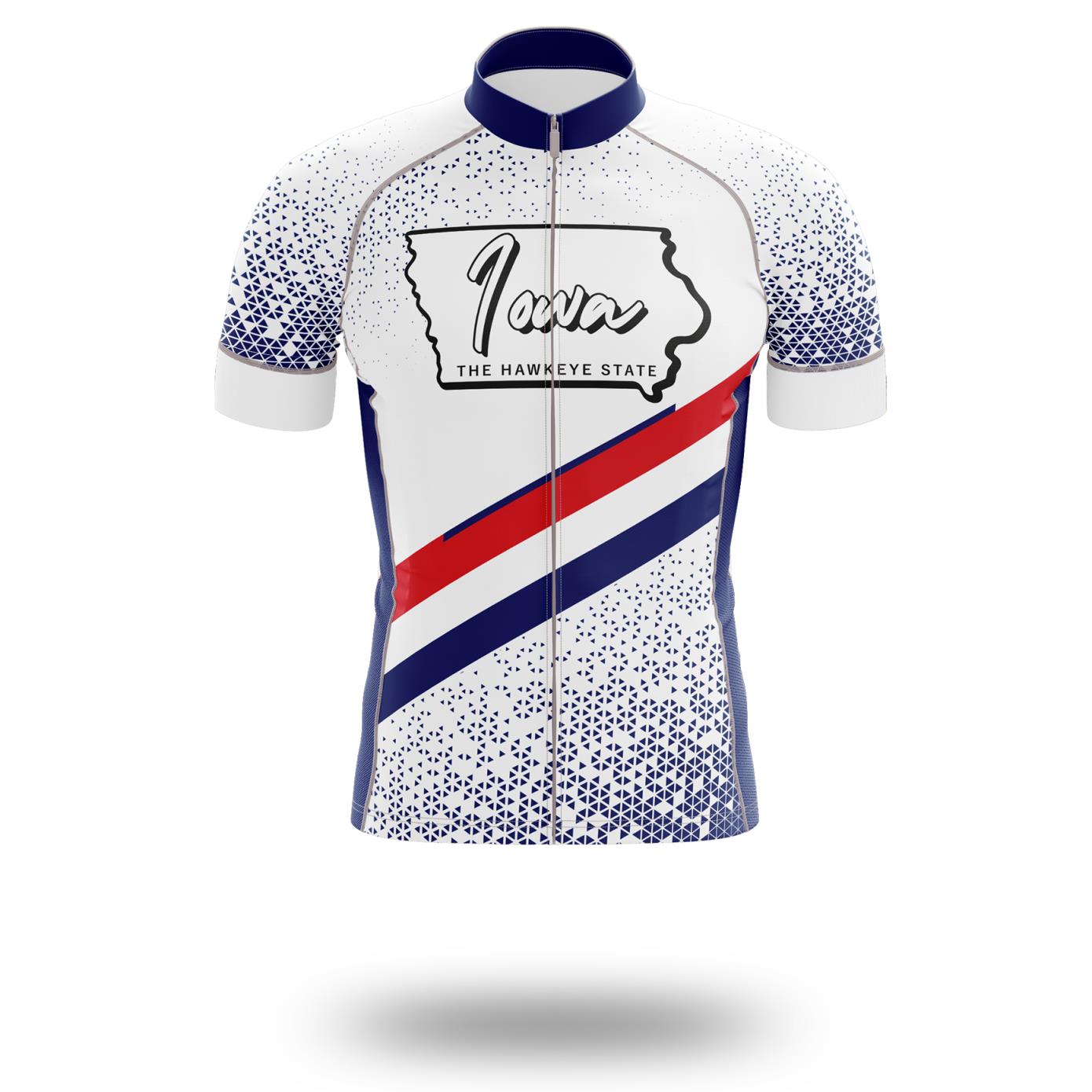 Iowa Cycling Jersey, State Flag Cycling Jersey - Short Sleeve Cycling Jersey-White