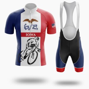 Iowa State Flag Men's Cycling Jersey & Bib Short - Short Sleeve Cycling Jersey Kit-White