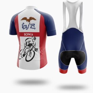 Iowa State Flag Men's Cycling Jersey & Bib Short - Short Sleeve Cycling Jersey Kit-White