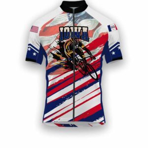 Iowa States Cycling Jersey, USA Flag Men Women Jersey Full Kit - Short Sleeve Cycling Jersey-White