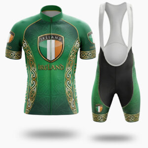 Ireland Flag, Ireland Luxury Cycling Jersey Full Kit - Short Sleeve Cycling Jersey Kit-White