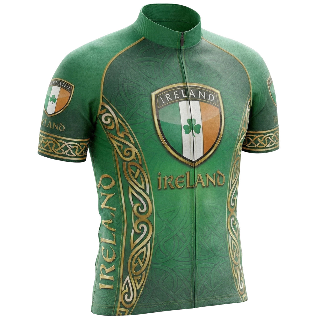 Ireland Flag, Ireland Luxury Cycling Jersey Full Kit - Short Sleeve Cycling Jersey-White