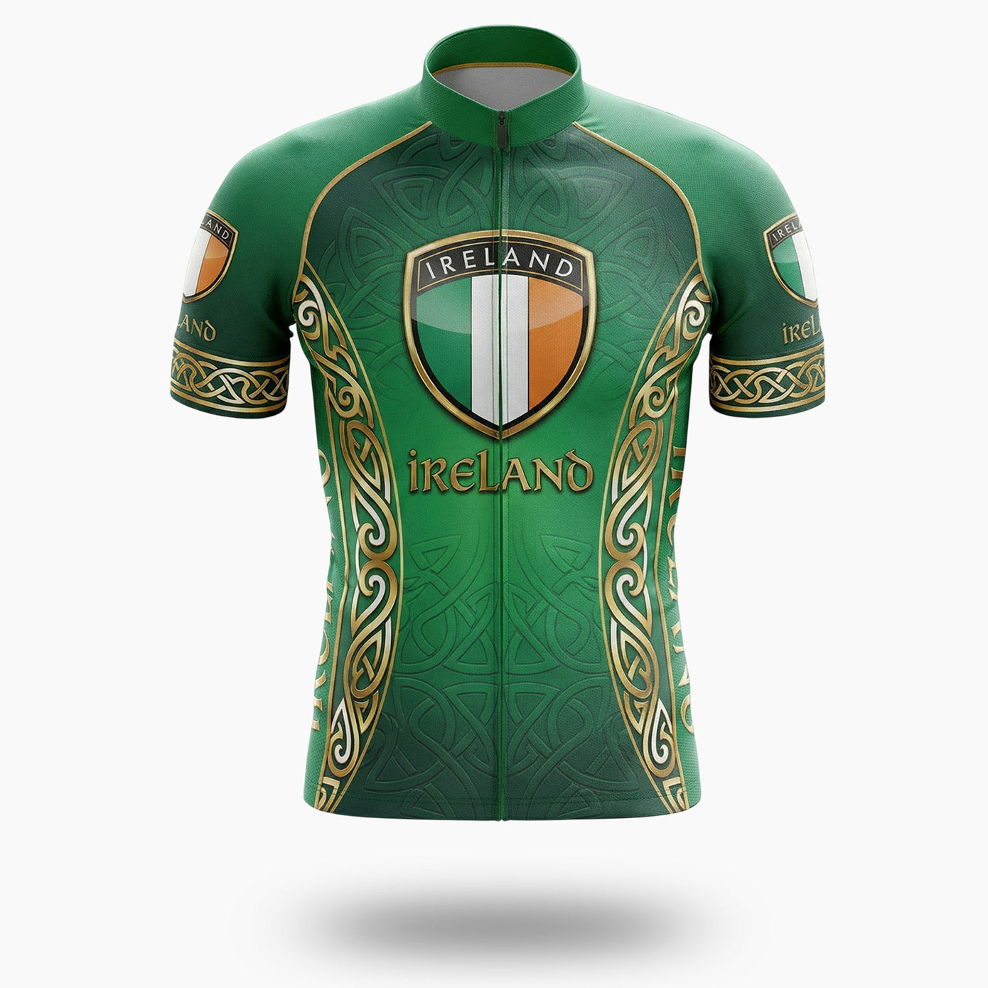 Ireland Flag, Ireland Luxury Cycling Jersey Full Kit - Short Sleeve Cycling Jersey-White