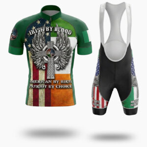 Irish By Blood, American By Birth, Patriot By Choice, Irish Cycling Jersey Set - Short Sleeve Cycling Jersey Kit-White
