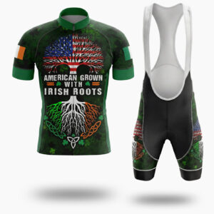 Irish Holiday Cycling Jersey, American Grown With Irish Roots Short Sleeve Jersey & Full Kit - Short Sleeve Cycling Jersey Kit-White