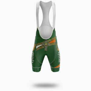 Irish Holiday, Irish Harp, Irish Cross Green Cycling Short Sleeve Jersey Set - Bib Shorts-White