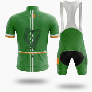Irish Holiday The Celtic Harp Cycling Short Sleeve Jersey, Green Cycling Full Kit - Short Sleeve Cycling Jersey Kit-White