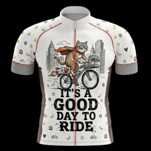 It's A Good Day To Ride Funny Cat Cycling Jersey, Cycling Bicycle Shirt - Men's Short Sleeve Jersey - S