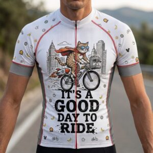 It's A Good Day To Ride Funny Cat Cycling Jersey, Cycling Bicycle Shirt 1