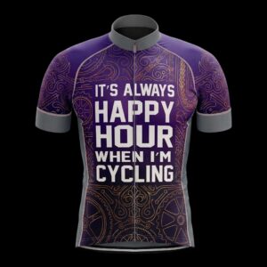 It's Always Happy Hour When I'm Cycling Cycling Jersey, Cycling Bicycle Shirt, Bib Short - Men's Short Sleeve Jersey - S