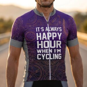 It's Always Happy Hour When I'm Cycling Cycling Jersey, Cycling Bicycle Shirt, Bib Short 1