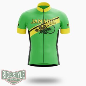 Jamaica Green Cycling Jersey Outfit - Short Sleeve Cycling Jersey-White
