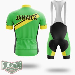 Jamaica Green Cycling Jersey Outfit - Short Sleeve Cycling Jersey Kit-White