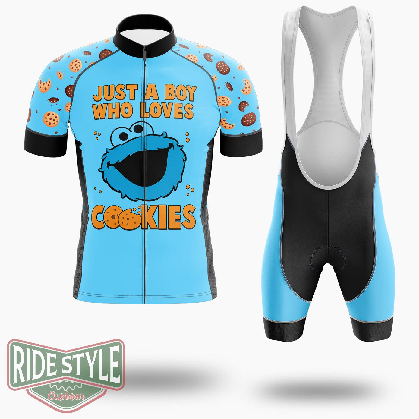 Just A Boy Who Loves Cookies Cycling Jersey Kit, Bicycle Clothing - Short Sleeve Cycling Jersey Kit-White