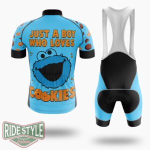 Just A Boy Who Loves Cookies Cycling Jersey Kit, Bicycle Clothing - Short Sleeve Cycling Jersey Kit-White