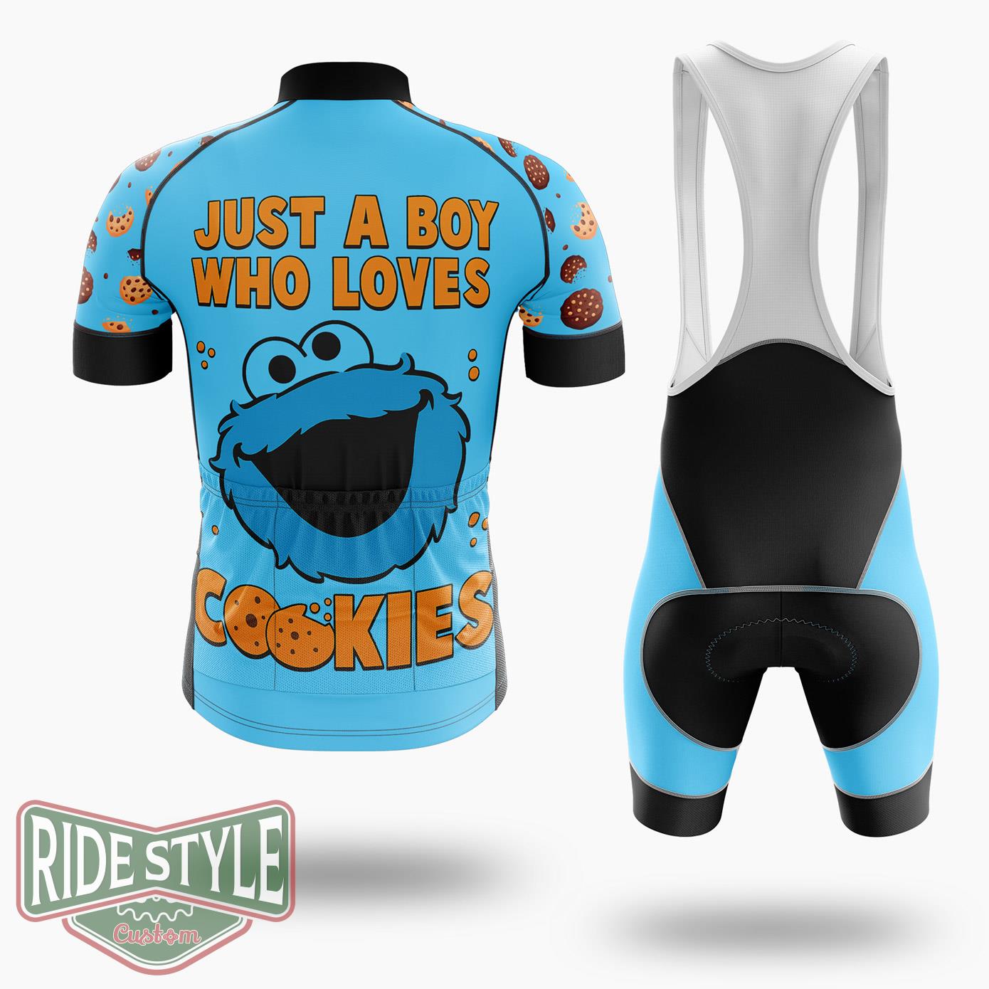 Just A Boy Who Loves Cookies Cycling Jersey Kit, Bicycle Clothing - Short Sleeve Cycling Jersey Kit-White