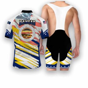 Kansas States Cycling Jersey, USA Flag Men Women Jersey Full Kit - Short Sleeve Cycling Jersey Kit-White