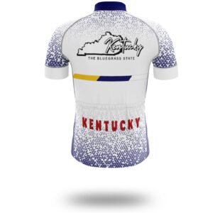 Kentucky Cycling Jersey and Bib Short Set, Kentucky Map The Bluegrass State Cycling Jersey - Short Sleeve Cycling Jersey-White