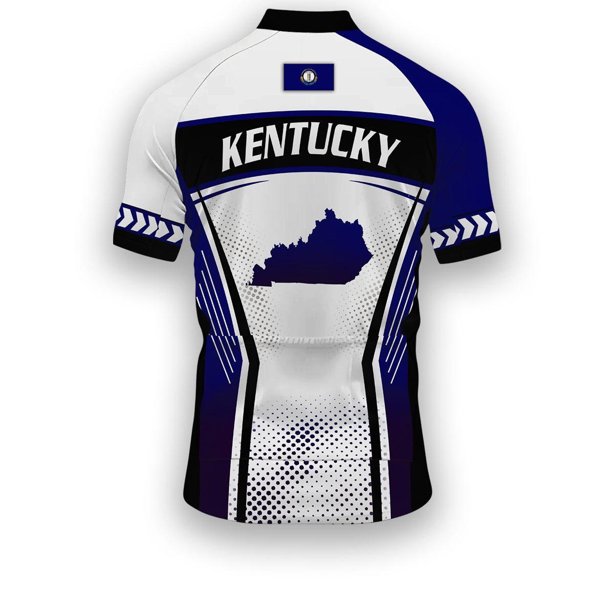 Kentucky States Cycling Jersey, Maps Haftone Vintage Pattern Men Women Jersey Full Kit - Short Sleeve Cycling Jersey-White